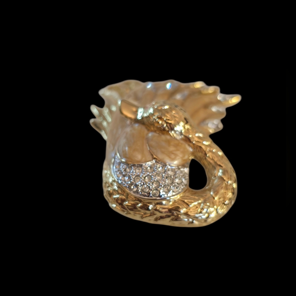 Ciro Signed Rhinestone & Mother of Pearl Enameled Resting Swan Brooch - RARE - Picture 7 of 8